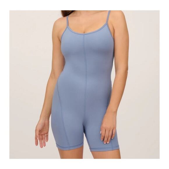 Yogalicious Lux Illusion Ribbed Lotus Short Romper in “Tempest”, size L, NWT! - Picture 1 of 8